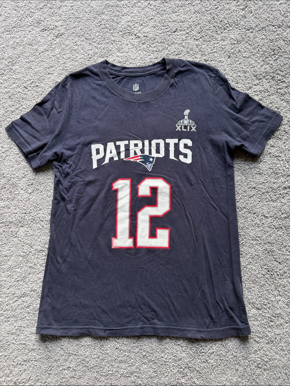 NFL New England Patriots Navy Blue big boys Graphic Tee with Number 12
